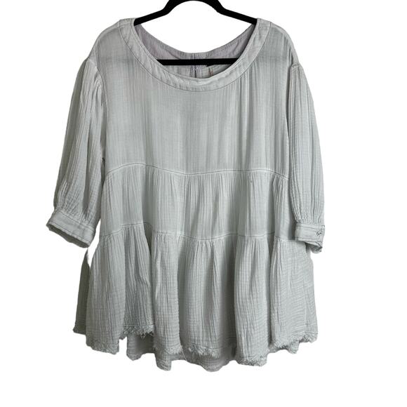 Free People Dresses & Skirts - Free People Endless Summer Mini Dress Gauzy Textured Size Large Boho Oversized